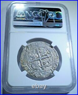 NGC XF-45 Philip II 1500s Mexico Silver 4 Reales Antique Spanish Pirate Cob Coin
