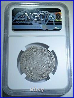 NGC XF40 Philip II 1500's Spanish Silver 4 Reales Antique Colonial Cob Coin