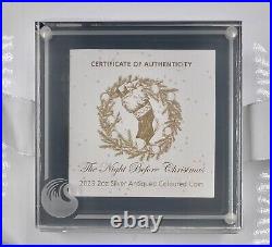 Night Before Christmas 2023 P $2 Tuvalu 2 Oz Silver Coin Antiqued PCGS SP 70 FS