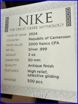 Nike The Great Greek Mythology 2 oz. 999 Silver Coin Only 500 Strikes Case Etc