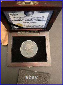 Niue 2015 2-oz Journeys of Discovery Christopher Columbus Antique Silver Coin