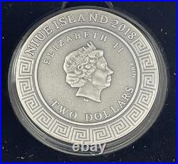 Niue 2018 $2 2oz Antique Finish High Relief Silver Coin Perseus-Mintage 650