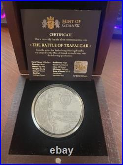 Niue 2023 2 oz Silver Antiqued Battle of Trafalgar Sea Battle Mintage of 300 Niue 2023 2 oz Silver Antiqued Battle of Trafalgar Sea Battle Mintage of 300