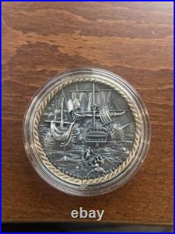 Niue 2023 2 oz Silver Antiqued Battle of Trafalgar Sea Battle Mintage of 300 Niue 2023 2 oz Silver Antiqued Battle of Trafalgar Sea Battle Mintage of 300