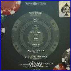 Niue 2023 Roulette Wheel Silver Coin 3 oz. 999 Antique Finish Limited Edition