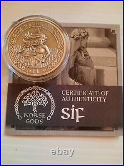 Norse Gods Sif 2016 Cook Islands $10 Antiqued Finish High Relief 2oz Silver Coin