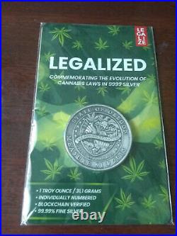 OREGON Block Chain Verified 1oz Antique Silver Legalized Cannabis