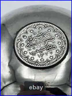 OTTOMAN TURKISH SILVER COIN DISH Antique