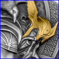 Odin Lord of Valhalla 2 oz Antique finish Silver Coin 5$ Niue 2023
