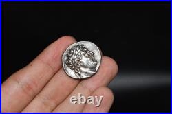 Old Ancient Greek Pergamon Silver Coin Tetradrachm Philetairos 282-263 BC