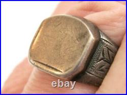 Old Antique Ancient Pirate Old World Coin To Sterling Silver Mans Signet Ring
