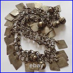 Old Antique Ethnographic Bedouin 800 Sterling Bells Coin Monisto Necklace Beads