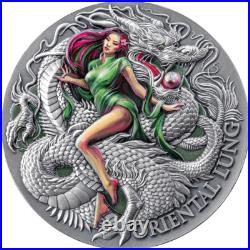 Oriental Lung 2 oz Antique finish Silver Coin 2000 Francs CFA Cameroon 2024