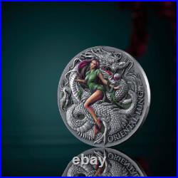 Oriental Lung 2 oz Antique finish Silver Coin 2000 Francs CFA Cameroon 2024