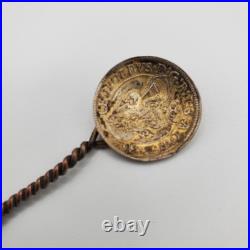 Original Antique c. 1700 Austria 3 Kreuzer Spoon Charm Leopold I Silver Coin Ag