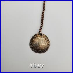 Original Antique c. 1700 Austria 3 Kreuzer Spoon Charm Leopold I Silver Coin Ag