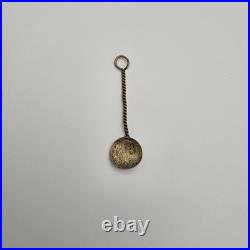 Original Antique c. 1700 Austria 3 Kreuzer Spoon Charm Leopold I Silver Coin Ag