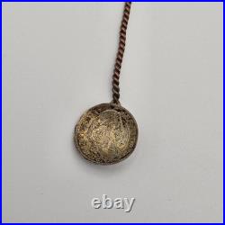 Original Antique c. 1700 Austria 3 Kreuzer Spoon Charm Leopold I Silver Coin Ag