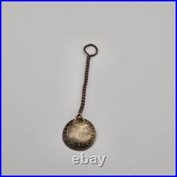 Original Antique c. 1700 Austria 3 Kreuzer Spoon Charm Leopold I Silver Coin Ag