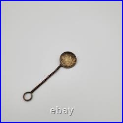 Original Antique c. 1700 Austria 3 Kreuzer Spoon Charm Leopold I Silver Coin Ag