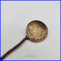 Original Antique c. 1700 Austria 3 Kreuzer Spoon Charm Leopold I Silver Coin Ag