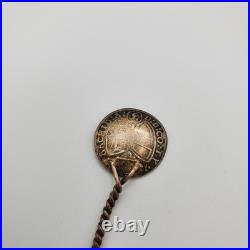 Original Antique c. 1700 Austria 3 Kreuzer Spoon Charm Leopold I Silver Coin Ag