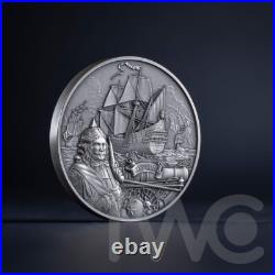 Oxford Captains of Fortune 2 oz Antique finish Silver Coin 5$ Barbados 2024