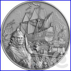 Oxford Captains of Fortune 2 oz Antique finish Silver Coin 5$ Barbados 2024