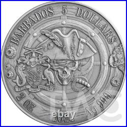 Oxford Captains of Fortune 2 oz Antique finish Silver Coin 5$ Barbados 2024