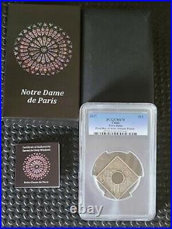 Palau Notre Dame Sacred Art Holy Windows Silver Coin PCGS MS70 FDI Antiqued