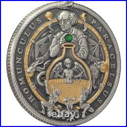 Paracelsus Alchemist 2 oz Antique finish Silver Coin 5$ Niue 2023