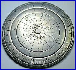 Perpetual Calendar Made From Genuine Antique 8 Reales 1700's Silver Dollar Coin