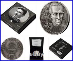 Phenomenon 5 oz Nikola Tesla Antiqued 999 Silver Coin 2023 Niue 300 Mintage Phenomenon 5 oz Nikola Tesla Antiqued 999 Silver Coin 2023 Niue 300 Mintage