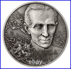 Phenomenon 5 oz Nikola Tesla Antiqued 999 Silver Coin 2023 Niue 300 Mintage Phenomenon 5 oz Nikola Tesla Antiqued 999 Silver Coin 2023 Niue 300 Mintage