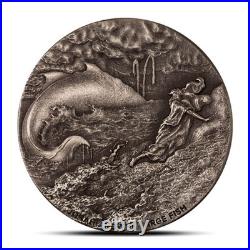 Presale 2024 2 oz Biblical Series Jonah and the Large Fish Antiqued Silver Coin