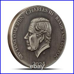 Presale 2024 2 oz Biblical Series Jonah and the Large Fish Antiqued Silver Coin