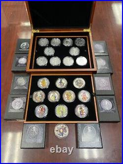Queens Beast Silver Coin 2 Sets All 11 Colorized & 10 Antiqued withC. O. A Rare