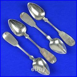 RARE E. PEACOCK COIN SILVER SPOONS (4) CHICAGO OLDEST EXISTING RETAILER c1860's