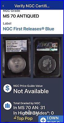 Rare 2019 Cook Island Trapped 1 oz silver antiqued finish NGC MS70 First Release