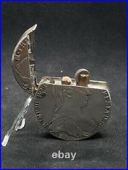 Rare Antique Austrian 1780 Maria Theresa Trench Art Silver Coin Petrol Lighter