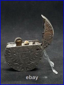 Rare Antique Austrian 1780 Maria Theresa Trench Art Silver Coin Petrol Lighter