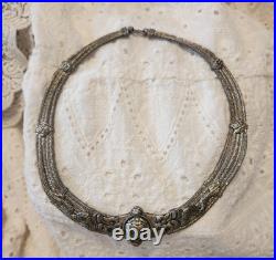 Rare Antique Indian Coin Silver Tribal Necklace with dragon ornate