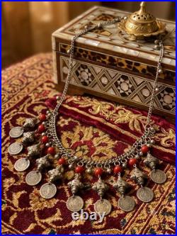 Rare Antique Ottoman Silver Coin Necklace Constantinople 1222 AH 1807 AD Vintage