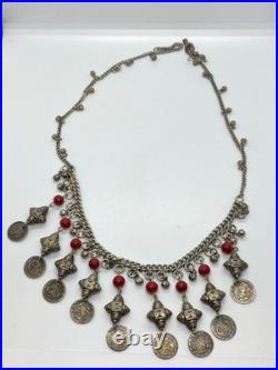 Rare Antique Ottoman Silver Coin Necklace Constantinople 1222 AH 1807 AD Vintage