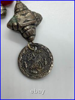Rare Antique Ottoman Silver Coin Necklace Constantinople 1222 AH 1807 AD Vintage