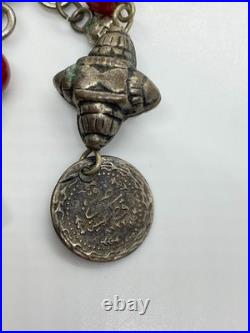 Rare Antique Ottoman Silver Coin Necklace Constantinople 1222 AH 1807 AD Vintage