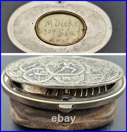 Rare Antique Silver Coin Purse Leather Wallet Roman Empire Coins Picture Frame