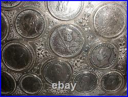 Rare Exquisite Antique silver tray German states empire 35 coin saxony 1786-1911