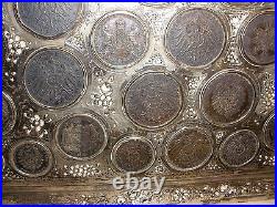 Rare Exquisite Antique silver tray German states empire 35 coin saxony 1786-1911