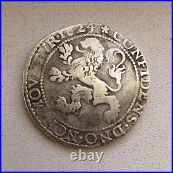 Rare Old Antique Silver Coin Daalder Lion Thaler Netherlands 1624